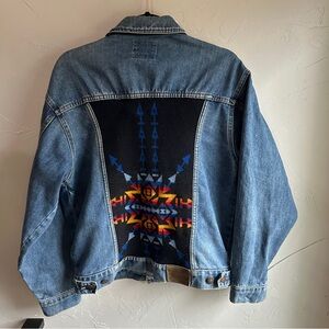 Pendleton Eagle Denim And Blanket Wool Insert Jean‎ Jacket Size M Western USA